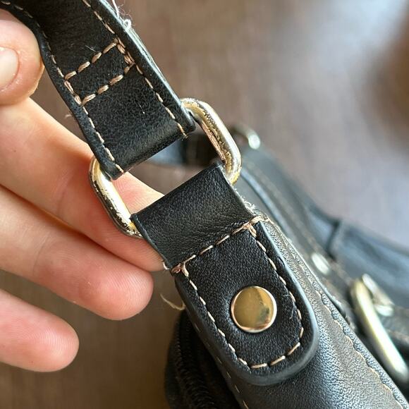 Vintage Fossil small black pebble leather shoulder bag - Picture 8 of 15